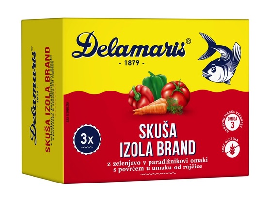 Skuša z zelenjavo Izola Brand, Delamaris, 3 x 125 g