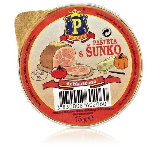 Jetrna pašteta s šunko, Osem Premium, 75 g