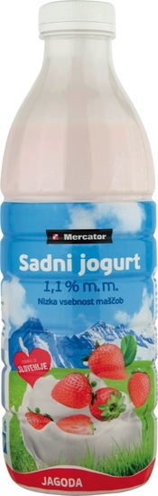 Sadni jogurt, jagoda, Mercator, 1000 g