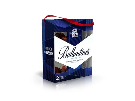 Škotski Whiskey, Ballantine's Finest, 40 % alkohola, 0,7 l + 2 kozarca