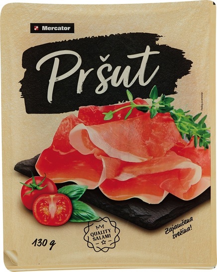 Narezek pršut, Mercator, pakirano, 130 g