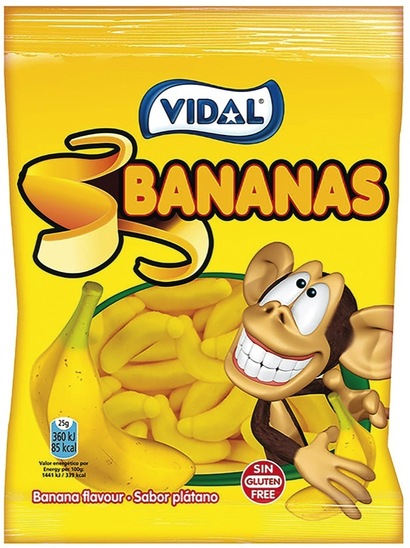 Bonboni, banana, Vidal, 90 g