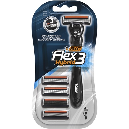 Ročni brivnik Flex3 Hybrid, Bic, 4 kosi