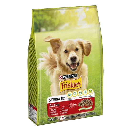 Hrana za pse Friskies Active s proteini, Purina, 500 g, briketi