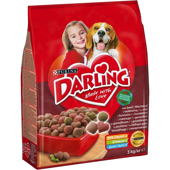 Hrana za pse Darling z mesom in zelenjavo, Purina, 3 kg, briketi