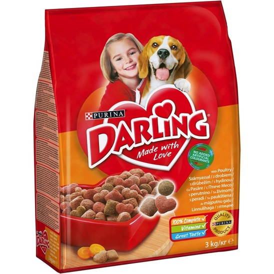 Hrana za pse Darling s perutnino in zelenjavo, Purina, 3 kg, briketi