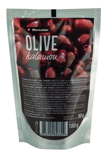 Črne olive Kalamata, Mercator, 180 g