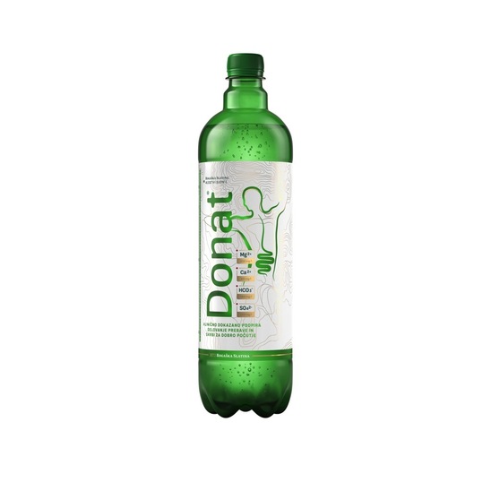 Naravna mineralna voda, Donat, 100% reciklirana plastenka, 1 l