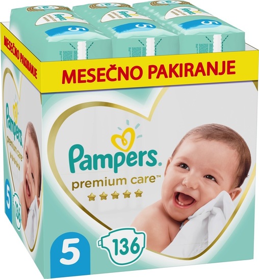 Plenice Pampers Premium Monthly Box, S5, 136 kosov