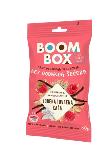 Ovsena kaša, malina in vanilija, Boom Box, 60 g
