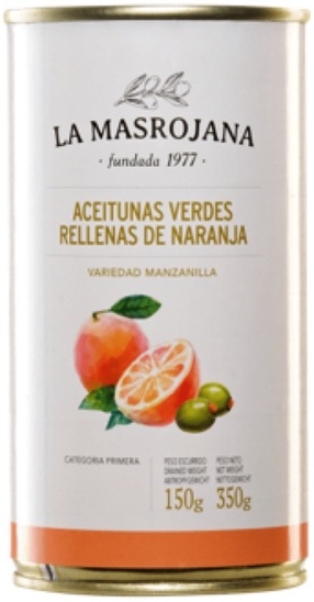 Zelene olive Manzanilla s pomarančo, La Masrojana, 350 g