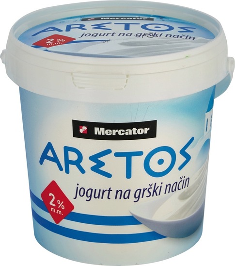 Jogurt na grški način, 2% m.m., Mercator, 1 kg