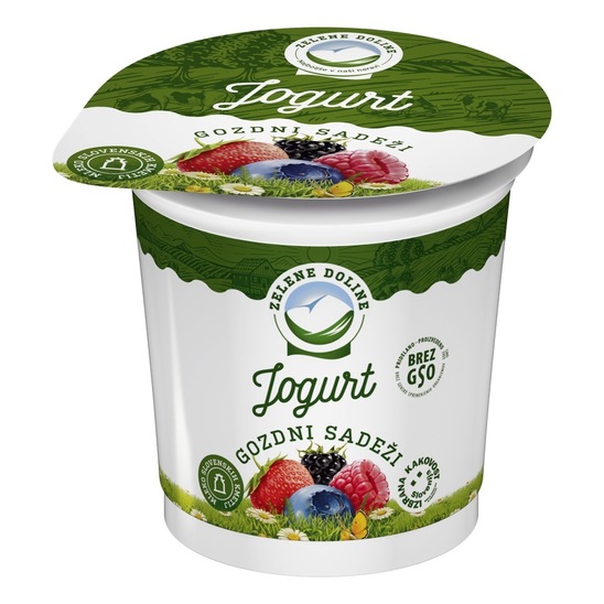 Sadni jogurt gozdni sadeži, 2,5 % m.m., Zelene Doline, 250 g