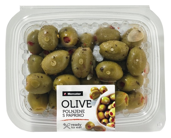 Olive polnjene s papriko, Mercator, 200 g