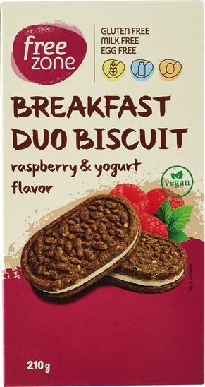 Zajtrk dvojni keksi z malinami in jogurtom, Free Zone, 210 g