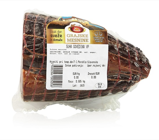 Prekajena govedina, KZ Sevnica, pakirano, cena za kg