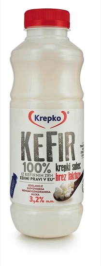 Kefir Krepki suhec bez laktoze, 3,2% m.m., Krepko, 500 g