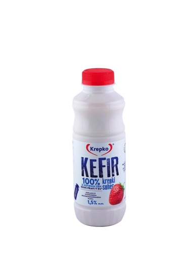 Kefir Krepki suhec, jagoda, 1,5 % m.m., Krepko, 500 g