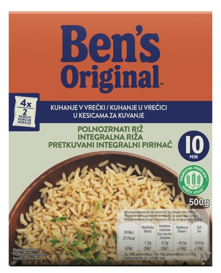 Dolgozrnati nebrušen riž v vrečki, Ben, 500 g