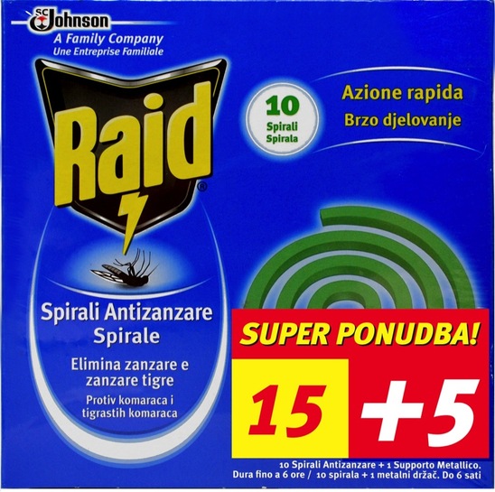 Insekticid spirale, Raid, 2 x 10 kosov