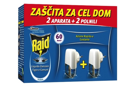 Insekticid Liquid Electric, Raid, 2 x 30 noči, 2 x nastavek + polnilo