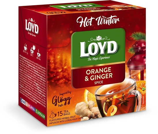 Čaj Hot winter, pomaranča in ingver, Loyd, 45 g