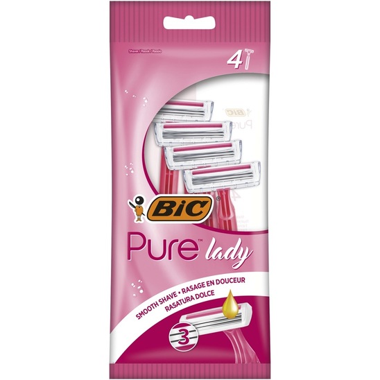 Ročni brivnik Pure 3 Pink, Bic, 4 kosi