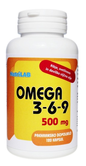 Kapsule Omega 3, 6 in 9, Nutrilab, 120/1