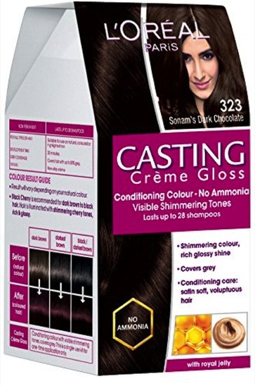 Barva za lase Casting Creme Gloss, 323 temna čokolada, Loreal