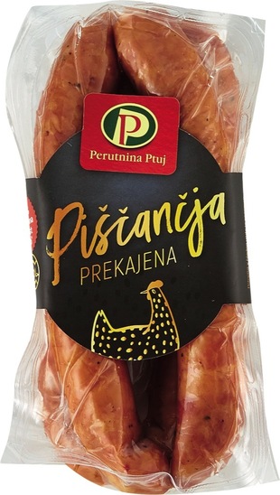 Prekajena piščančja klobasa, Perutnina Ptuj, 340 g