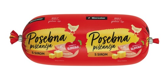 Posebna piščančja salama s sirom, Mercator, 400 g, pakirano