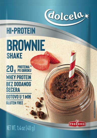 Beljakovinska mešanica v prahu, HI-protein, brownie, Dolcela, 40 g