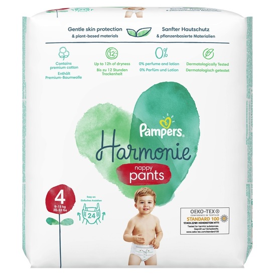 Hlačne plenice Pampers Harmonie S4 , 9-15 kg, 24/1