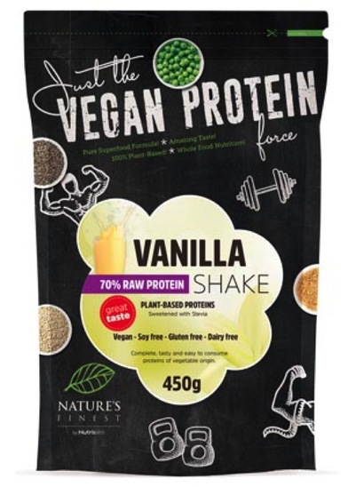 Mešanica veganskih proteinov 70 %, vanilija in stevia, Nutrisslim, 450 g