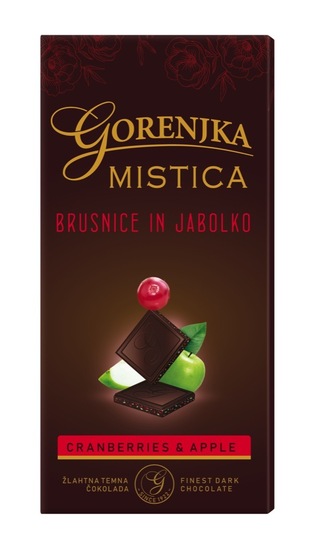 Temna čokolada Mistica z brusnico in jabolkom, Gorenjka, 100 g