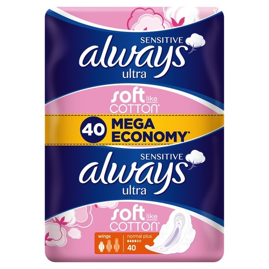 Damski vložki Always Ultra Sensitive Normal Plus, 40 kosov