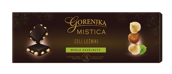 Žlahtna temna čokolada Mistica z lešniki, Gorenjka, 250 g