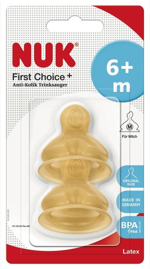 Cucelj First choice PLUS iz lateksa, velikost 2, 6 m +,  medium luknja za hranjenje (M)