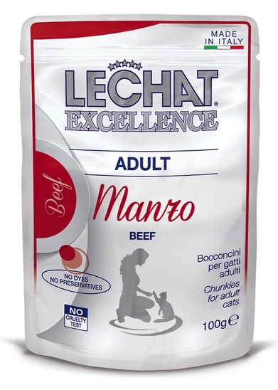 Mokra hrana za odrasle mačke, govedina, Lechat Excellence, 100 g