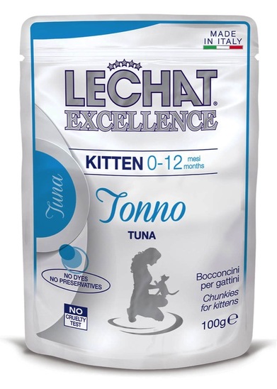 Mokra hrana za mačje mladiče, tuna, Lechat Excellence, 100 g