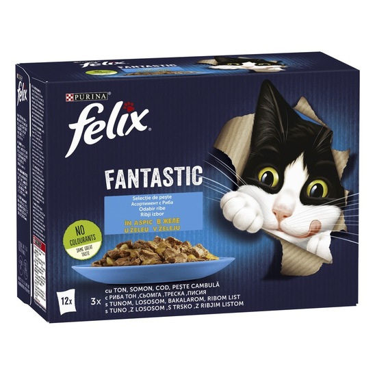 Mokra hrana za mačke z ribo, Felix, 12 x 85 g