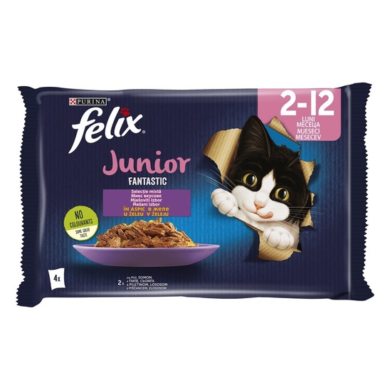 Mokra hrana za mačke, Felix Junior, 4 x 85 g