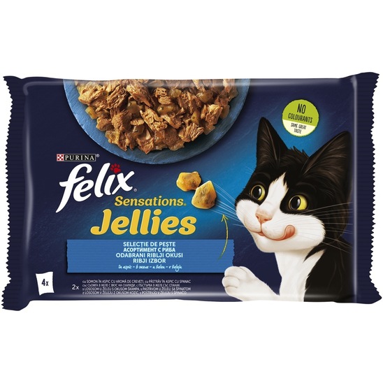 Mokra hrana za mačke, ribe, Felix Sensations, 4 x 85 g