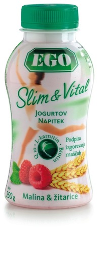 Jogurtov napitek Ego Slim&Vital malina z žiti, Ljubljanske Mlekarne, 250 g