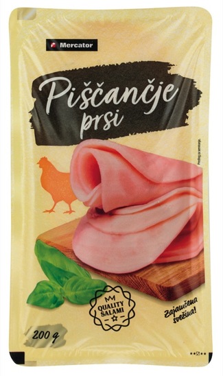 Narezek piščančje prsi, Mercator, pakirano, 200 g