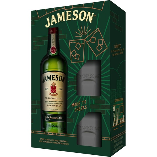 Whiskey, Jameson, 40 % alkohola, 0,7 l + 2 kozarca