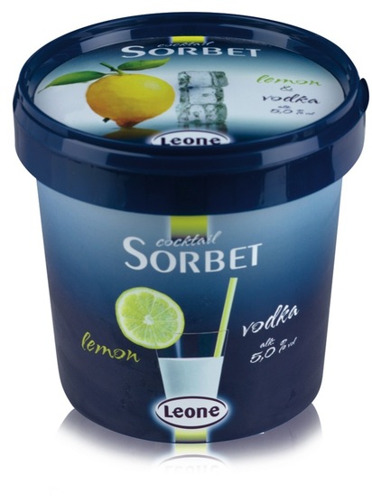 Sladoled Sorbet, limona in vodka, Leone, 630 g
