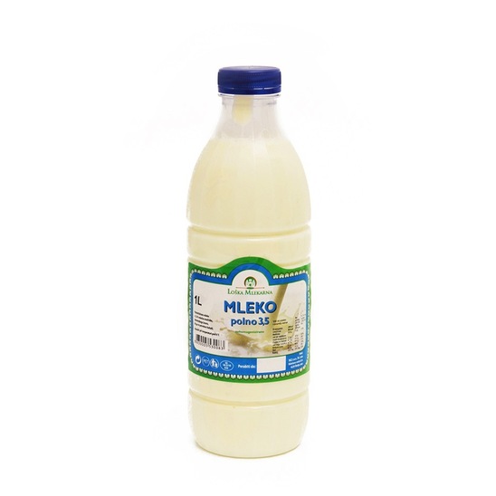 Sveže polnomastno mleko, 3,5 % m.m., Loška mlekarna, 1 l