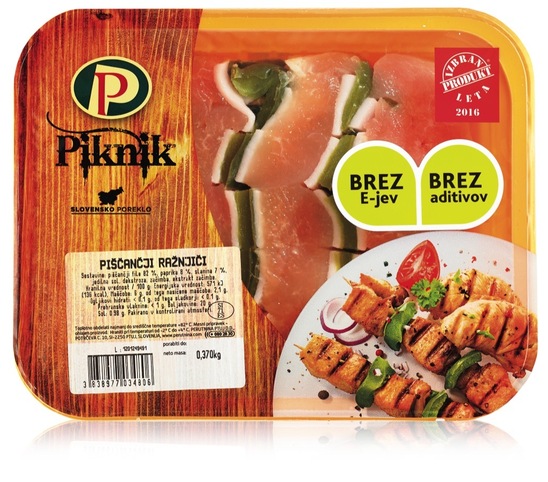 Piščančji ražnjiči Piknik, Perutnina Ptuj, 400 g, pakirano, IK