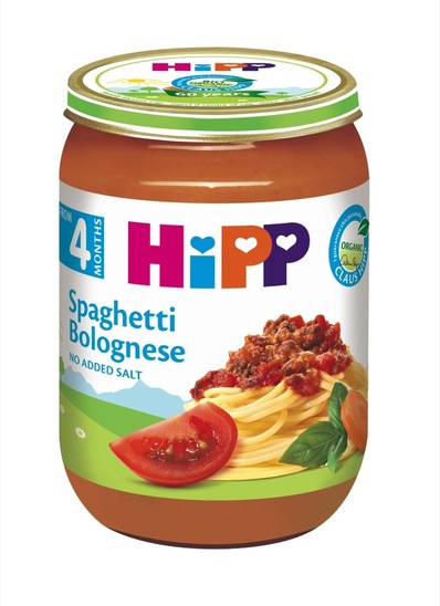 Bio kašica s špageti v bolonjski omaki, od 4. meseca starosti, Hipp, 190 g